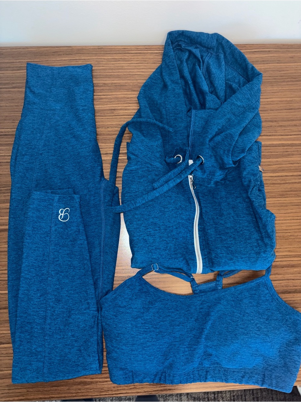 Bombshell Sportswear Azure Blue signature Jacket and lounge 3 Piece Set S/M - Picture 2 of 5